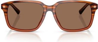 Brooks Brothers 57mm Rectangular Sunglasses in Brown /Dark Brown at Nordstrom
