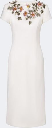 Oscar De La Renta Floral-appliqu&eacute; wool-blend cocktail dress