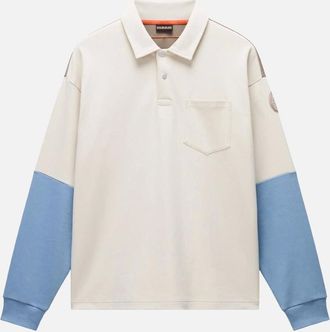 Napapijri Mens Napapijri E-Berm LS CB MQU Polo - Long Sleeved - Cream - Size: 38