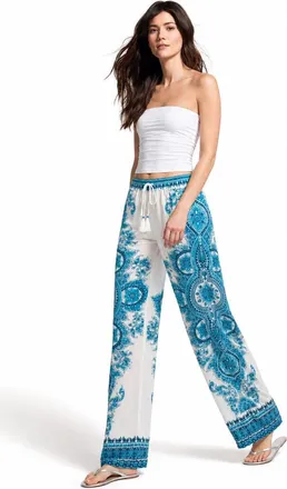 Calypso St. Barth Seraphine Pants in White/teal at Nordstrom, Size X-Small