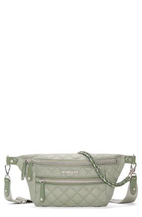 MZ Wallace Crosby Quilted Nylon Convertible Sling Bag in Agave Green at Nordstrom