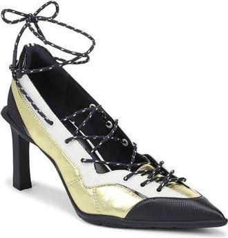 Naturalizer x June Ambrose Zyra Pointed Toe Sneaker Pump in Limelight/Warm White/Navy at Nordstrom, Size 5.5