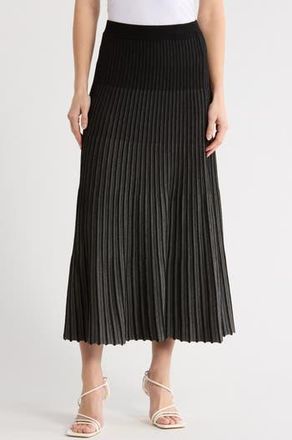Max Studio Pleated Sweater Midi Skirt in Black/Grey at Nordstrom Rack, Size X-Small