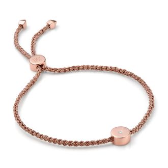 Monica Vinader Rose Gold Linear Solo Friendship Diamond Bracelet Diamond