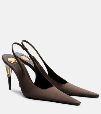Saint Laurent Goya cr&ecirc;pe satin slingback pumps
