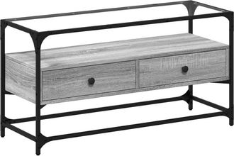 vidaXL Vidaxl - tv Cabinet with Glass Top Grey Sonoma 98x35x51 cm Engineered Wood