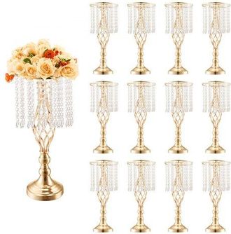 OEM Jarr&oacute;n De Flores De Cristal Para Boda Alto De 49 Cm Jarr&oacute;n Urna Para Centro De Mesa 12 Piezas Soporte De Flores De Mesa Para Decoraci&oacute;n De Bodas, Fies