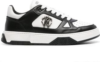 Roberto Cavalli RC-plaque leather sneakers - men - Fabric/Calf Leather/Rubber - 45 - Black