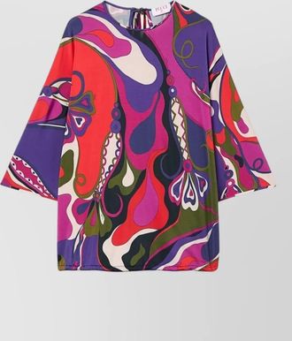 Pucci orchid print cape dress tie detail