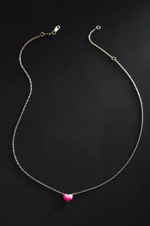 Anthropologie Alison Lou Enamel Heart Pendant Necklace