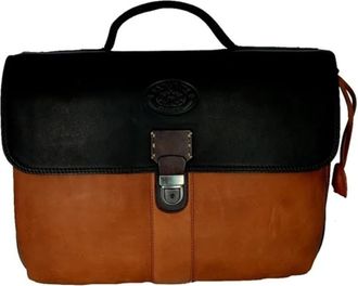 La Martina Tassen, Dames, Bruin, ONE Size, Leer, Leren Messenger Bag Aktetas