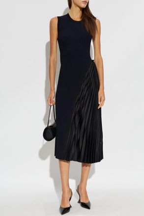 Emporio Armani Dress With A Pleated Insert, Womens, Black