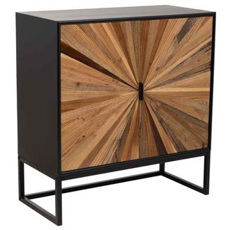 Wanderlust Deco Armario de madera y metal de 2 puertas marron 75x36x80