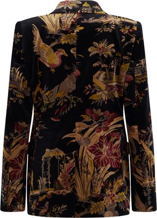 Etro Womens Double-Breasted Jacket Black Cotton Blazers