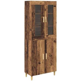 vidaXL Highboard Old Wood 69.5 x 34 x 180 cm Engineered Wood and Glass vidaXL