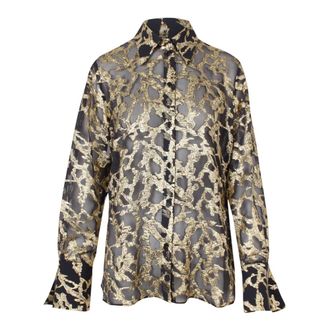 Nina Ricci Shirts, female, Multicolor, Size: XS Silk shirt with gold motif and bell cuffs