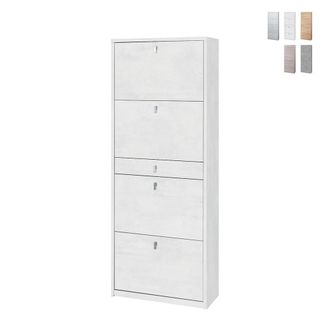 OEM Zapatero Con Cuatro Puertas Y Un Caj&oacute;n Blanco Oxido 63x29x H164 Cm
