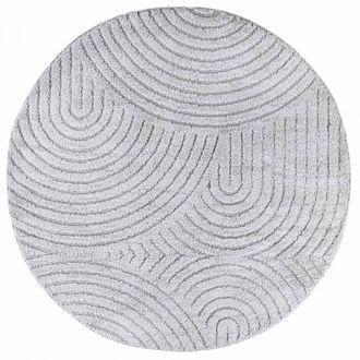 ELLE Decoration Alfombra redonda 160 x 160 cm, redonda, patr&oacute;n geom&eacute;trico, gris