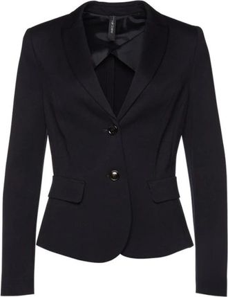 Marc Cain Midnight Blue Jersey Blazer Jacket - Dames - Blazers - Blauw - 2XL - Leer - Jassen