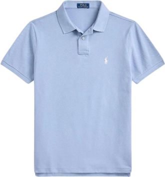 Ralph Lauren Tops, Heren, Blauw, XL, Katoen, Custom Slim Fit Pique Polo Shirt