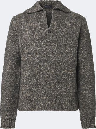 Dolce & Gabbana Pullover polo in lana, alpaca e lino