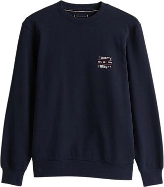 Tommy Hilfiger Sweatshirt met geborduurd logo - Heren - Sweatshirts - Blauw - S - Polyester - Hoodies & sweatvesten