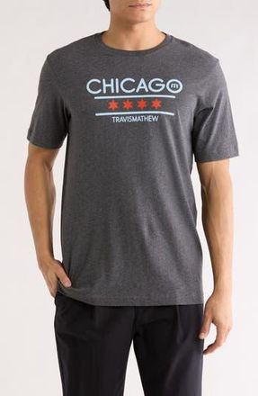 Travis Mathew Modernist Chicago Logo Graphic T-Shirt in Heather Grey Pinstripe at Nordstrom Rack, Size Xx-Large