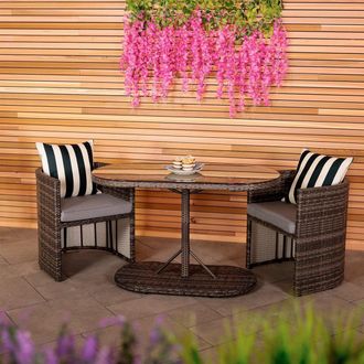 Charles Bentley St Tropez Rattan Bistro Set - Grey Compact Chat Set for Two