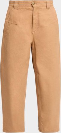 Chlo&eacute; Cotton Canvas Barrel-Leg Trousers