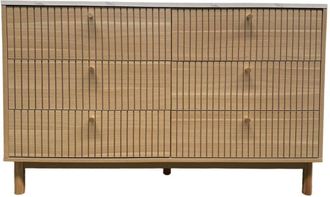 Concept Usine Aparador con 6 cajones y superficie de madera estriada y m&aacute;rmol, 120 c