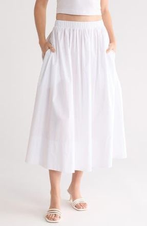 Renee C Poplin Midi Skirt in White at Nordstrom Rack, Size X-Small