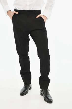 Dsquared2 Virgin Wool Cigarette Fit Pants with Rhinestone Side Band size 50