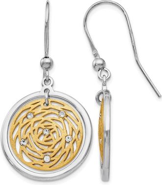 Diamond2Deal Sterling Silver Gold-tone Scratch-finish Drop Dangle Earrings