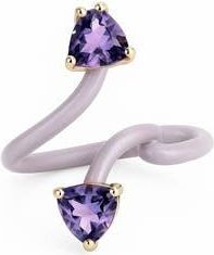House of Frosted Gemstone Bypass Ring in Lilac Enamel/Amethyst at Nordstrom Rack, Size 7