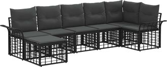 vidaXL Conjunto De Sof&aacute;s De Exterior 7 Uds. Negro Y Gris Oscuro Vidaxl