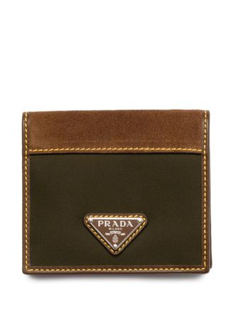 Prada suede-detail cardholder - men - Suede/Fabric - One Size - Green