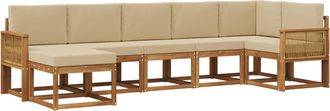 vidaXL Conjunto De Sof&aacute;s De Exterior 7 Uds. Natural Y Beige Poli&eacute;ster Vidaxl