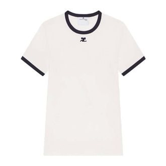 Courr&egrave;ges T-Shirts, male, White, Size: S Signature Contrast T-shirt