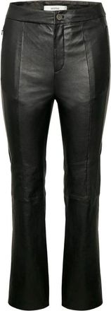 Gestuz Zwarte Leren Broek - Dames - Leren Broeken - Zwart - L - Leer - Broeken