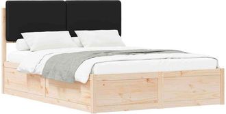 vidaXL Estructura De Cama Con Cabecera Tapizada Negro 135 X 190 Cm Vidaxl