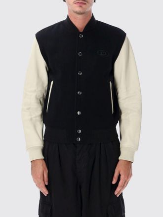 Diesel Wool-Blend Bomber Jacket with Contrast Logo and Abstract Pattern