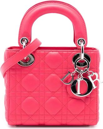 Dior 2014 Mini Lambskin Cannage Lady Dior satchel - Rosa