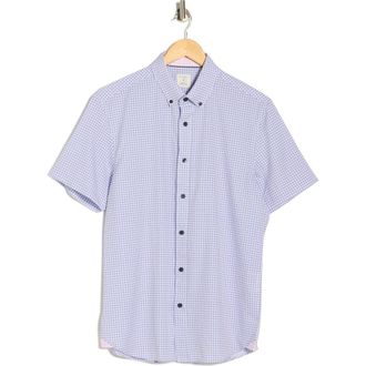 ConStruct Slim Fit Geometric Print Short Sleeve Button-Down Shirt in Pink at Nordstrom Rack, Size Xx-Large