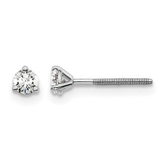 Diamond2Deal 14k White Gold 1/5 ct Round Lab Grown Diamond Stud Earrings Screw Back VS Clarity, D-E Color