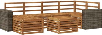vidaXL Conjunto De Sof&aacute;s De Exterior 7 Uds. Natural Poli&eacute;ster Vidaxl