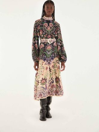 Farm Rio Marvelous Garden Midi Dress In Black