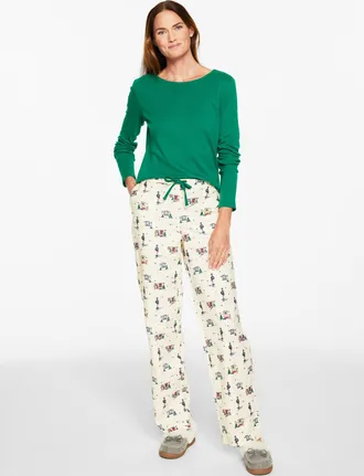 Talbots Cotton Sleep Set - Home For The Holidays - Ivory - Medium Talbots