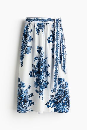 H&M Popelinejupe mit Bindedetail - Blue
