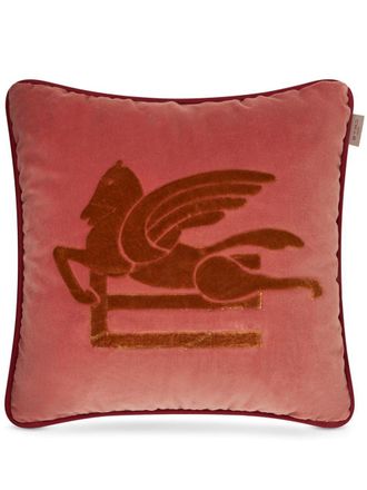 Etro Home Pegaso-motif velvet cushion - Red