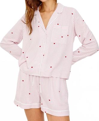 Rails Kellen Pajama Set In Rose Stripe Hearts